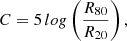 $$ \begin{aligned} C = 5\,log \left(\frac{R_{80}}{R_{20}}\right), \end{aligned} $$