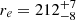 $ r_e = 212^{+7}_{-8} $