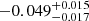 $ -0.049^{+0.015}_{-0.017} $