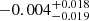 $ -0.004^{+0.018}_{-0.019} $