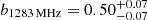 $ b_{\mathrm{1283 \, MHz}} = 0.50^{+0.07}_{-0.07} $