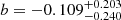 $ b = -0.109^{+0.203}_{-0.240} $