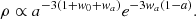 $$ \begin{aligned} \rho \propto a^{-3 (1+ w_0 + w_a)} e^{-3 w_a (1-a)}. \end{aligned} $$