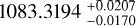 $1083.3194_{ - 0.0170}^{ + 0.0207}$