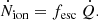 $$ \begin{aligned} \dot{N}_\mathrm{ion} = f_\mathrm{esc} \ \dot{Q}. \end{aligned} $$