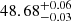 $ {48.68}_{-0.03}^{+0.06} $