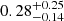 $ 0.28^{+0.25}_{-0.14} $