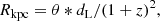$$ \begin{aligned} R_{\mathrm{kpc} }= \theta * d_{\rm L}/(1+z)^2, \end{aligned} $$