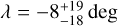 $\lambda = - 8_{ - 18}^{ + 19}\deg $