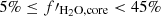 $ 5\% \leq f^\prime_{\rm H_2O,core}<45\% $