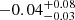 $ -0.04^{+0.08}_{-0.03} $