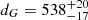 $ d_G= 538^{+20}_{-17}\, $