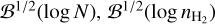 ${{\cal B}^{1/2}}(\log N),{{\cal B}^{1/2}}\left( {\log {n_{{{\rm{H}}_2}}}} \right)$