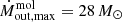 $ \dot{M}_{\mathrm{out,max}}^{\mathrm{mol}} = 28\,M_{\odot} $