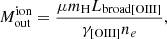 $$ \begin{aligned} M_{\rm out}^\mathrm{ion} = \frac{\mu m_{\rm H} L_{\mathrm{broad [OIII]}}}{\gamma _{\mathrm{[OIII]}} n_e}, \end{aligned} $$