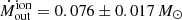 $ \dot{M}_{\mathrm{out}}^{\mathrm{ion}} = 0.076 \pm 0.017\,M_{\odot} $