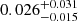 $ 0.026_{-0.015}^{+0.031} $