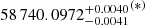 $ {58\,740.0972_{-0.0041}^{+0.0040}}^{(*)} $