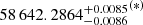 $ {58\,642.2864_{-0.0086}^{+0.0085}}^{(*)} $