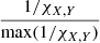 $ \frac{1/ \chi_{X,Y}}{\mathrm{max}(1/ \chi_{X,Y})} $