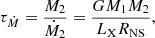 $$ \begin{aligned} \tau _{\dot{M}}=\frac{M_2}{\dot{M}_2}=\frac{GM_1M_2}{L_{\rm X}R_{\rm NS}}, \end{aligned} $$