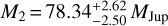 ${M_2} = 78.34_{ - 2.50}^{ + 2.62}{M_{{\rm{Jup}}}}$