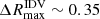 $ \Delta R^{\mathrm{IDV}}_{\mathrm{max}} \sim 0.35 $
