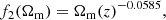 $$ \begin{aligned}&f_2 (\Omega _{\rm m}) = \Omega _{\rm m}(z)^{-0.0585}, \end{aligned} $$