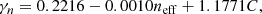 $$ \begin{aligned} \gamma _n&= 0.2216 - 0.0010 n_{\rm eff} + 1.1771 C, \end{aligned} $$