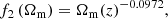 $$ \begin{aligned} f_2 \left( \Omega _{\rm m} \right)&= \Omega _{\rm m}(z)^{-0.0972}, \end{aligned} $$
