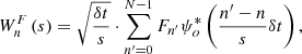 $$ \begin{aligned} W_n^F \left( s \right) = \sqrt{\frac{{\delta t}}{s}} \cdot \sum \limits _{n^{\prime } = 0}^{N - 1} {F_{n^{\prime }} } \psi _o^* \left( {\frac{{n^{\prime } - n}}{s}\delta t} \right) , \end{aligned} $$