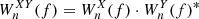 $ W_{n}^{XY}(f)=W_{n}^{X}(f)\cdot W_{n}^{Y}(f)^* $