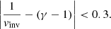 $$ \begin{aligned} \left| \frac{1}{v_{\rm inv}} - \left( \gamma -1\right)\right| < 0.3 . \end{aligned} $$