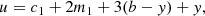 $$ \begin{aligned}&u = c_1 + 2m_1 + 3(b-{ y}) + { y}, \end{aligned} $$