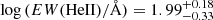 $ \log{(EW(\mathrm{HeII})/\AA)} = 1.99^{+0.18}_{-0.33} $