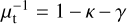 $\[\mu_{\mathrm{t}}^{-1}=1-\kappa-\gamma\]$
