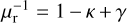 $\[\mu_{\mathrm{r}}^{-1}=1-\kappa+\gamma\]$