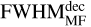 $\[\mathrm{FWHM}_{\mathrm{MF}}^{\mathrm{dec}}\]$