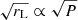$ \sqrt{r_{\mathrm{L}}} \propto \sqrt{P} $