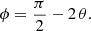 $$ \begin{aligned} \phi = \frac{\pi }{2} - 2\,\theta . \end{aligned} $$