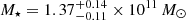 $ M_\star = 1.37^{+0.14}_{-0.11} \times 10^{11}\,{{M}_{\odot}} $