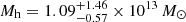 $ M_{\mathrm{h}} = 1.09^{+1.46}_{-0.57} \times 10^{13}\, {{M}_{\odot}} $