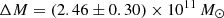 $ \Delta M = (2.46 \pm 0.30) \times 10^{11}\,{{M}_{\odot}} $