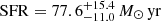 $ \mathrm{{SFR}} = 77.6^{+15.4}_{-11.0}\,{{M}_{\odot}\,\mathrm{yr}} $
