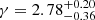 $ \gamma = 2.78^{+0.20}_{-0.36} $