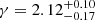 $ \gamma = 2.12^{+0.10}_{-0.17} $