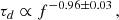 $$ \begin{aligned} \tau _{d} \propto f^{-0.96 \pm 0.03} \, , \end{aligned} $$