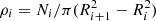 $ \rho_i=N_{i}/\pi(R^2_{i+1}-R^2_i) $