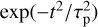$\exp \left( { - {t^2}/\tau _{\rm{p}}^2} \right)$
