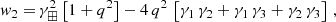 $$ \begin{aligned} { w}_2 =&\, \gamma ^2_\boxplus \left[1 + q^2\right] -4\,q^2\,\left[\gamma _1\,\gamma _2 + \gamma _1\,\gamma _3 + \gamma _2\,\gamma _3\right]\,,\end{aligned} $$